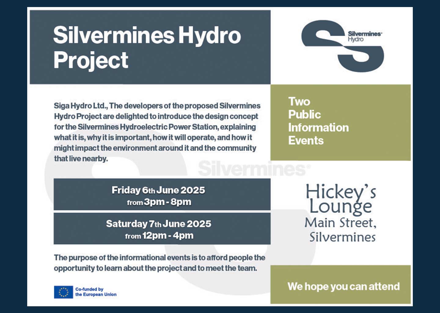 A landscape 2D graphic poster advertising an event in Hickey's Lounge, June 2025