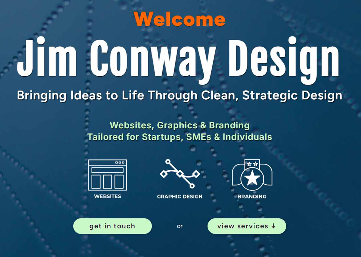 Jim Conway Design website - home page screenshot