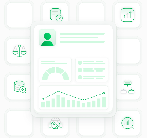 Ecosystem intelligence dashboard with borrower profile and data tiles