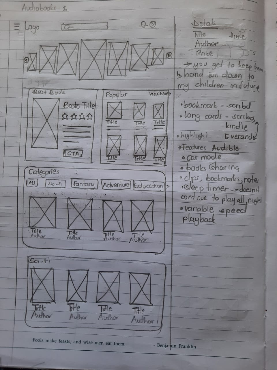 Audiobook paper wireframe