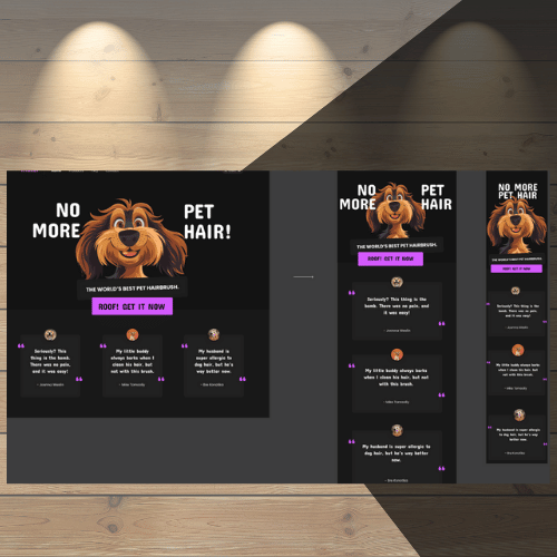 No more pet hair web design 