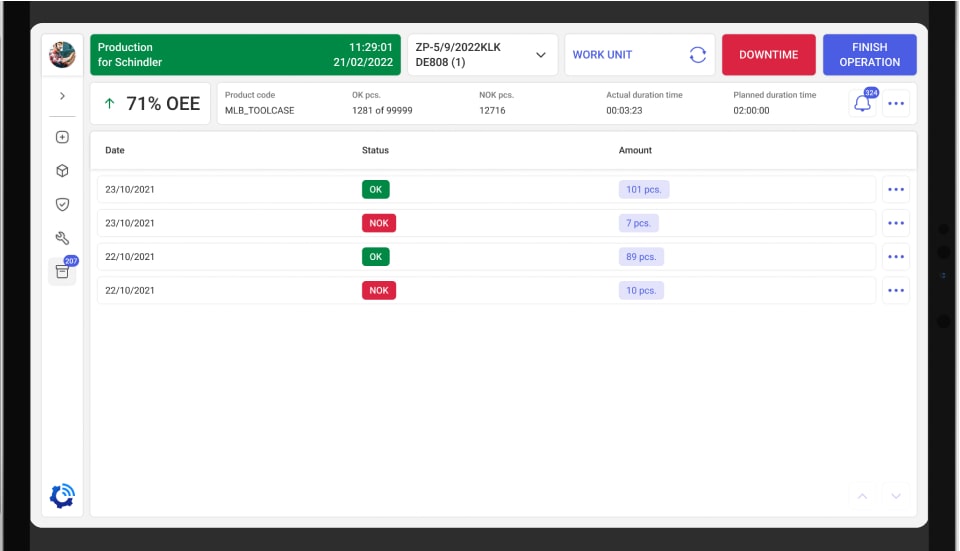 Operator Panel (OP) or MES app