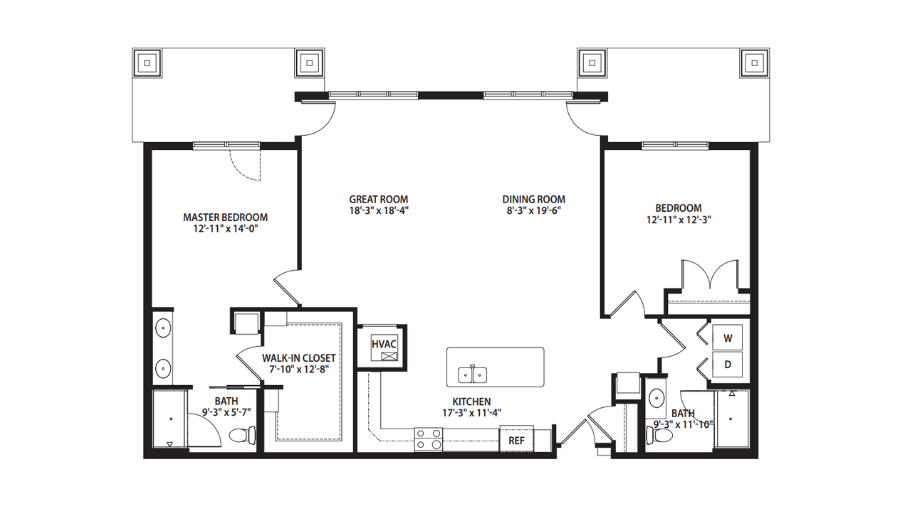 The Peterson- 2 bedroom, 2 Baths, 1,636 Sq. Ft.