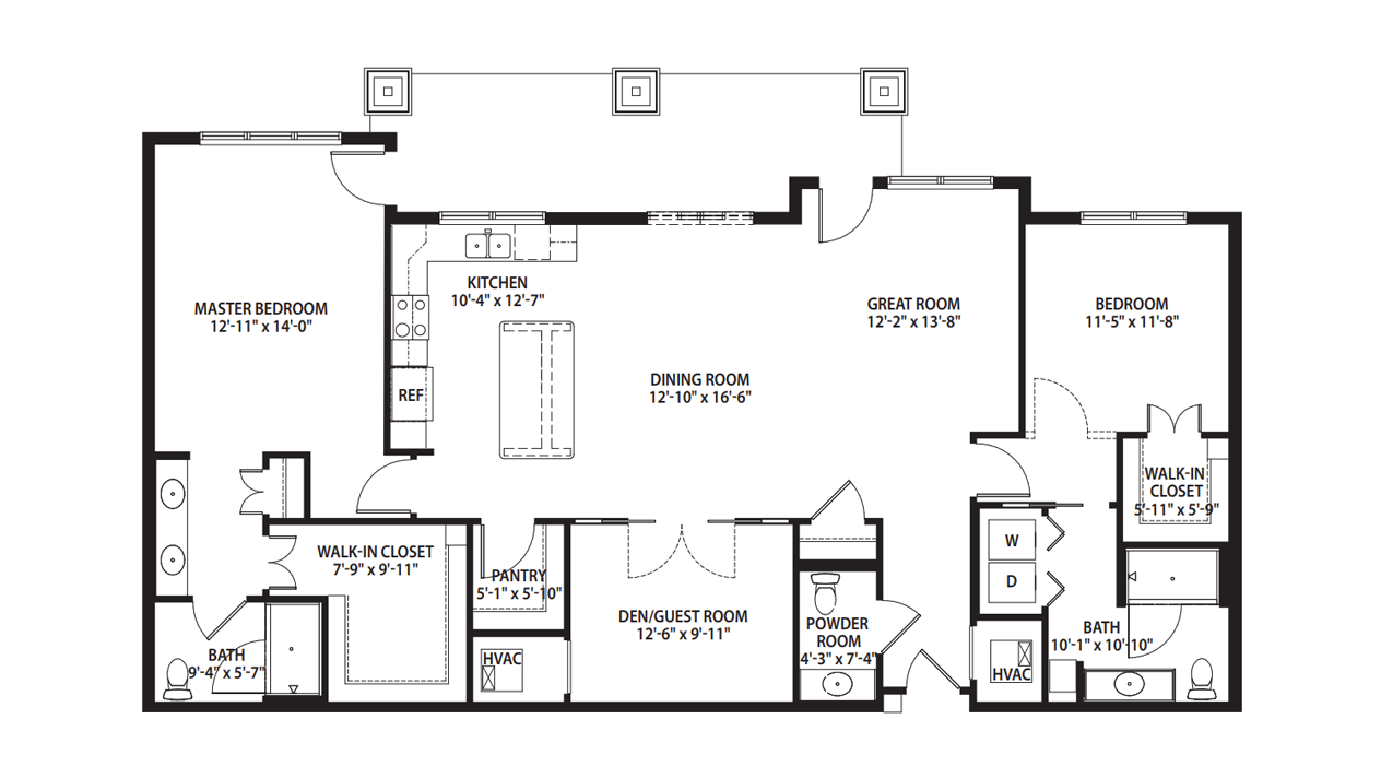 The Carson - 2 bedroom with Den, 2.5 Baths, 1,797 Sq. Ft.