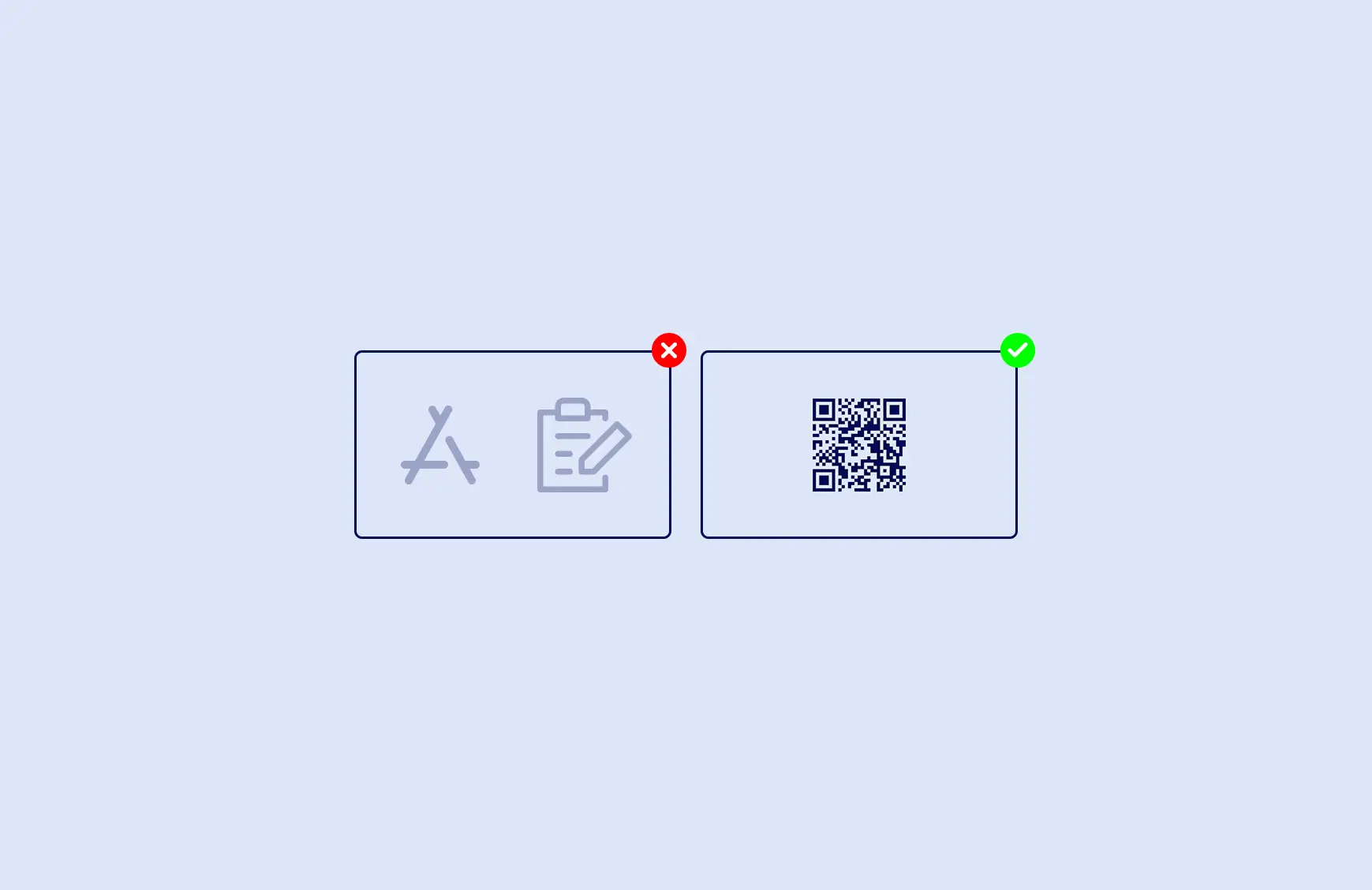 No app download or guest registration required, QR code access shown as the simpler option.