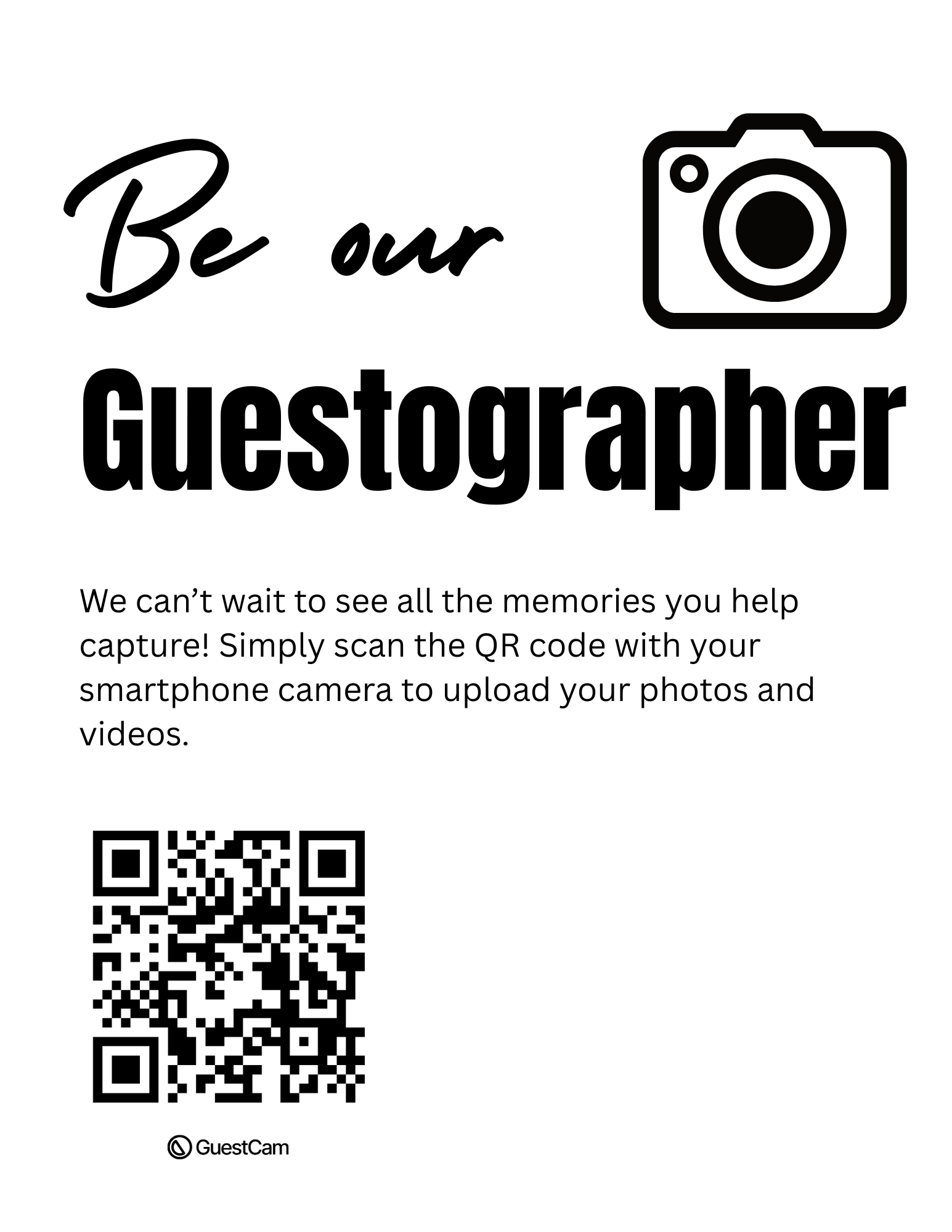 Be our guestographer Table flyer Canva QR Code template