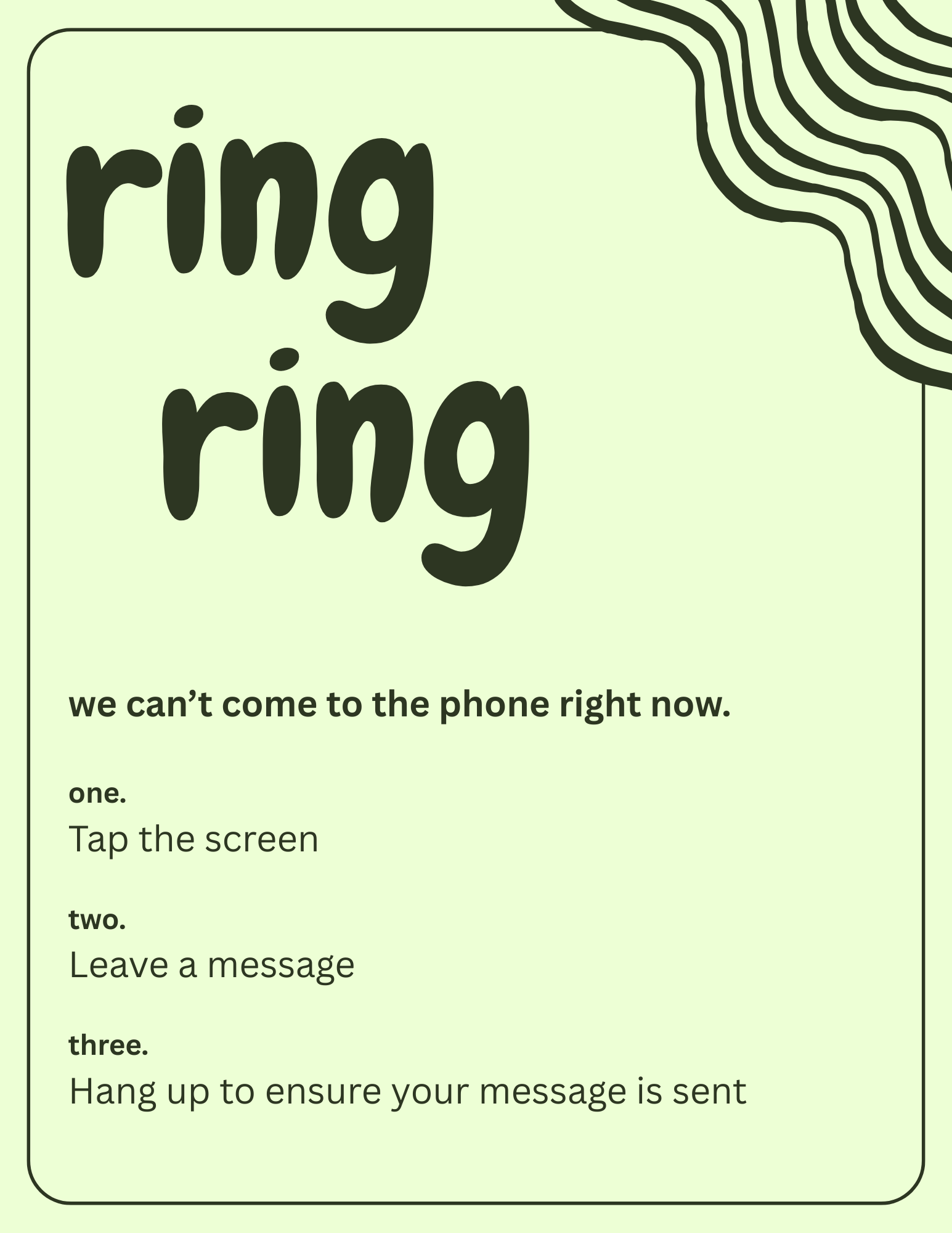Ring Ring (olive) PhoneBooth Table flyer Canva QR Code template