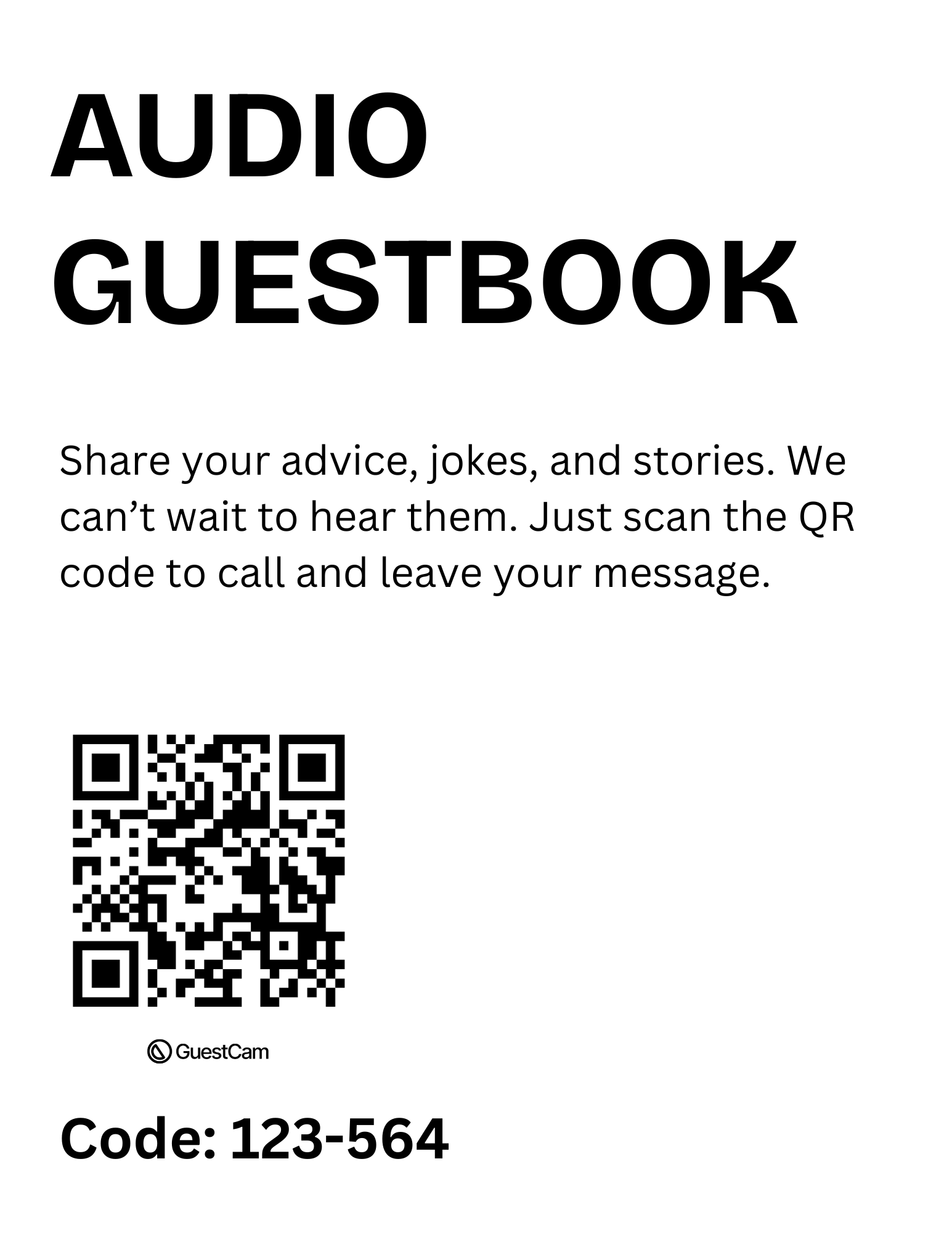 Audio guestbook dial in Table flyer Canva QR Code template