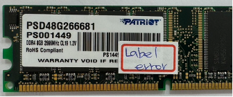 Warranty label does not match product