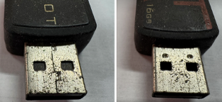 Damaged USB connector and unrecognized SN number
