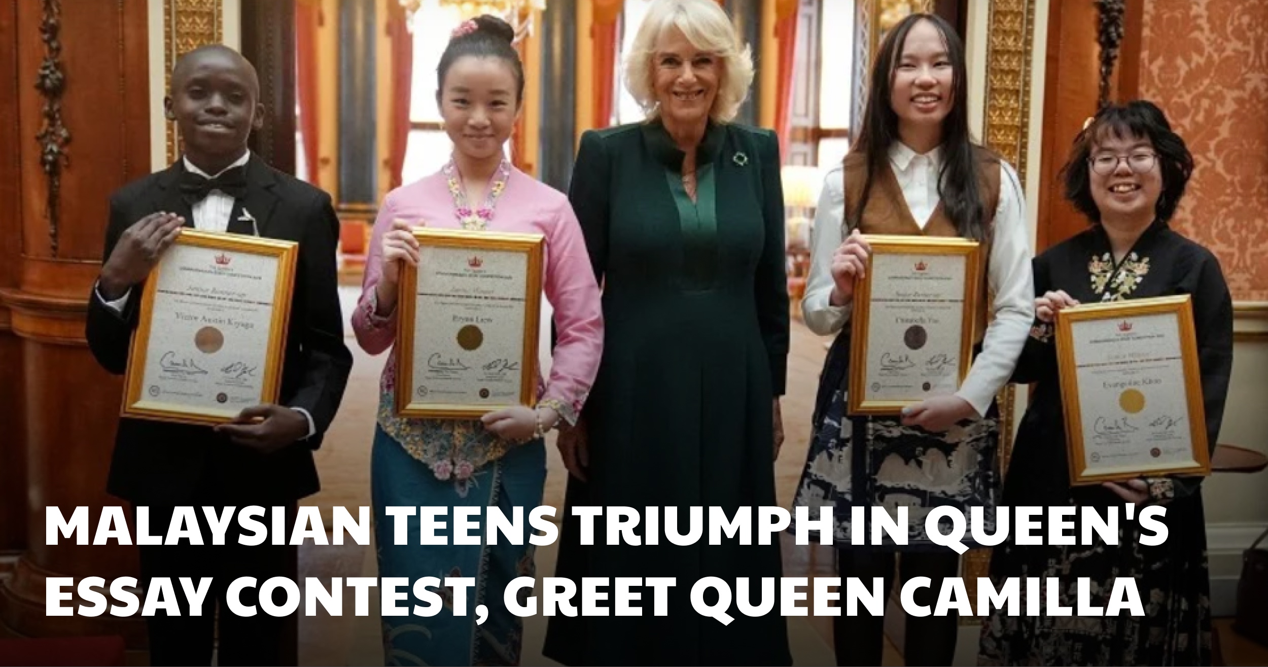 Malaysian teens triumph in Queen's essay contest, greet Queen Camilla