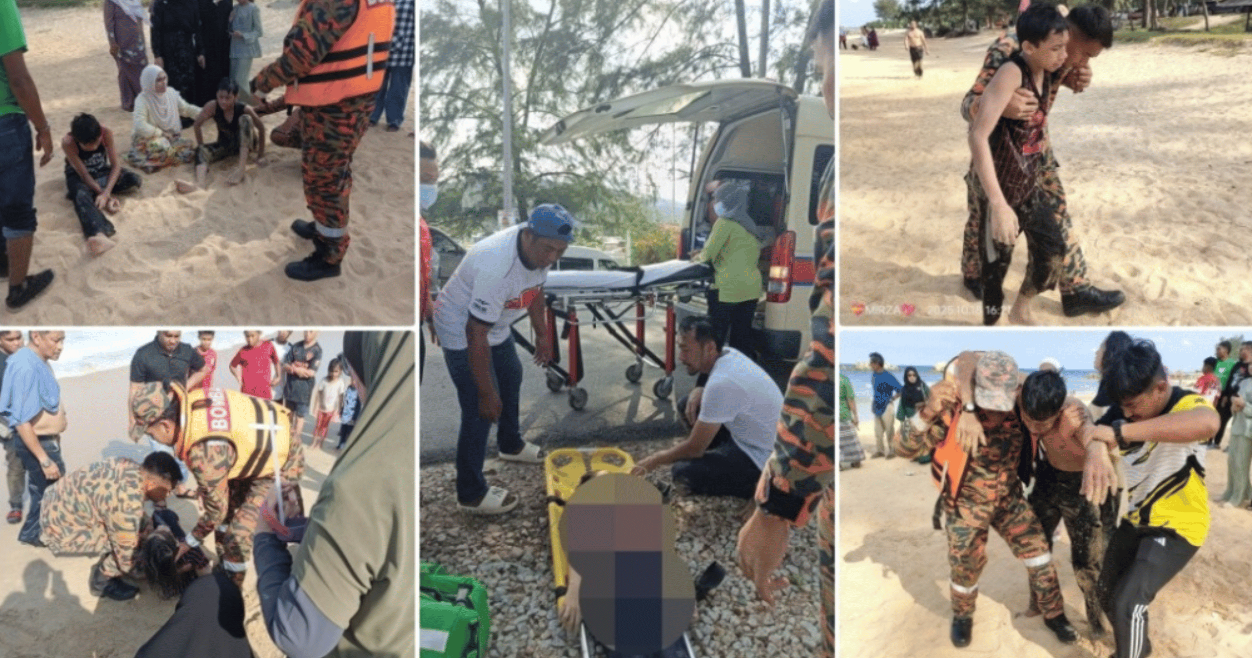 Family trip to Kemaman beach turns tragic as strong waves sweep victims into the sea, leaving two dead