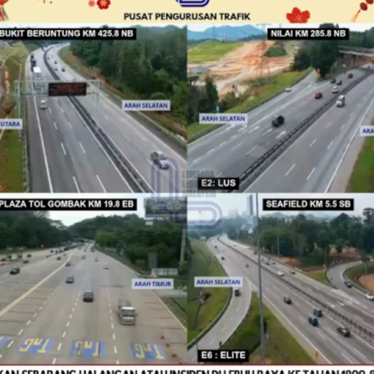 Malaysia’s main highways are experiencing smooth traffic flow this morning, according to LLM.