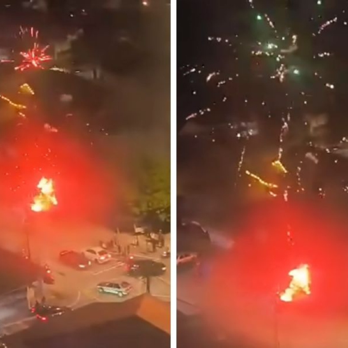Fire engulfs Johor Bahru pop-up fireworks stall; blaze spreads to nearby Proton Gen-2 and food truck.