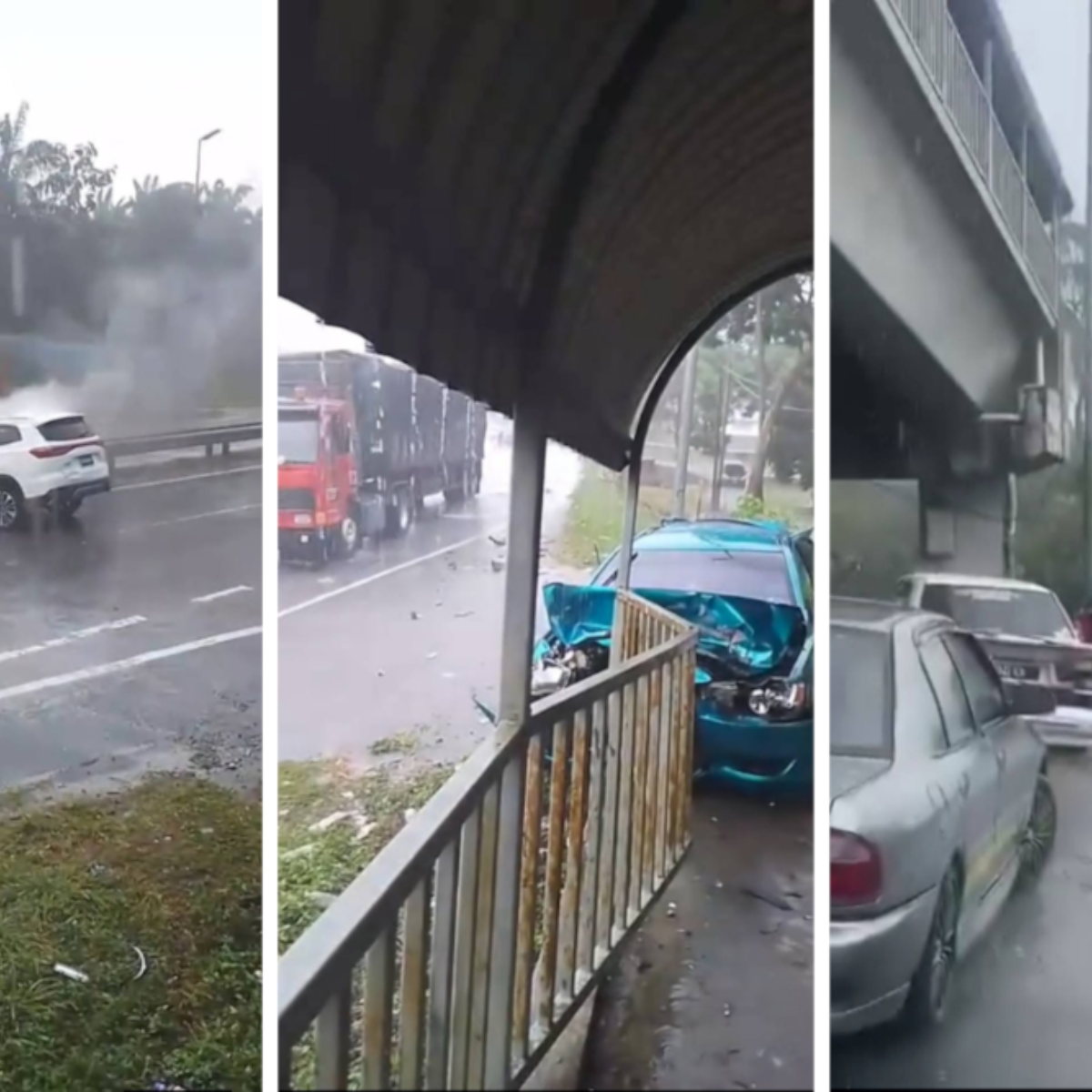 Engulfed in flames: Chery Tiggo SUV 60% destroyed in five-vehicle crash in Beruas