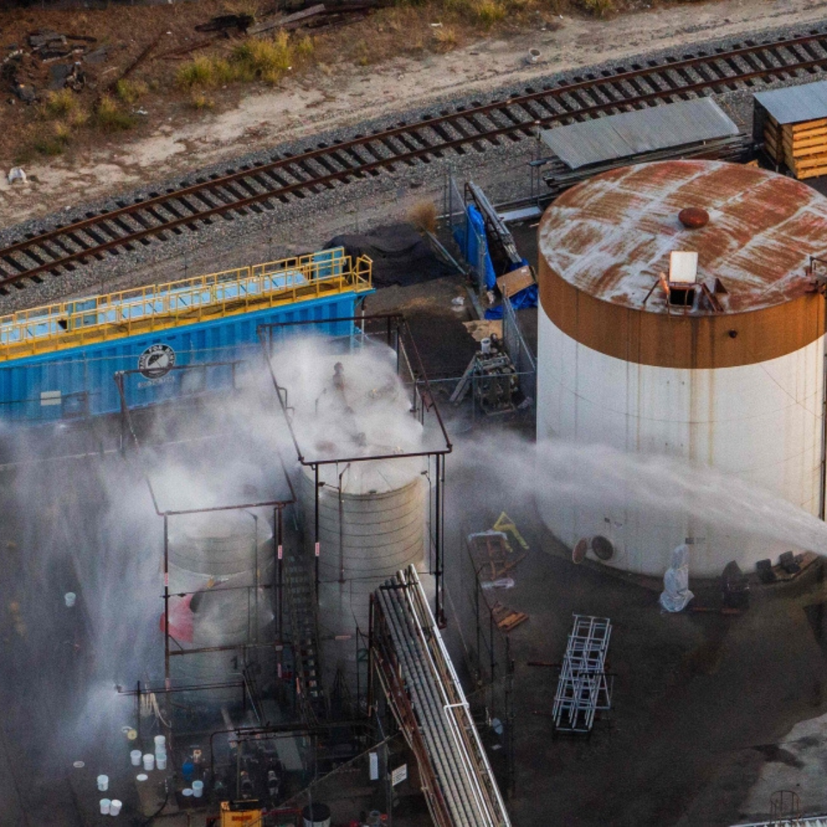 California chemical storage tank is at risk of explosion as temperatures rise, with residents advised to evacuate.