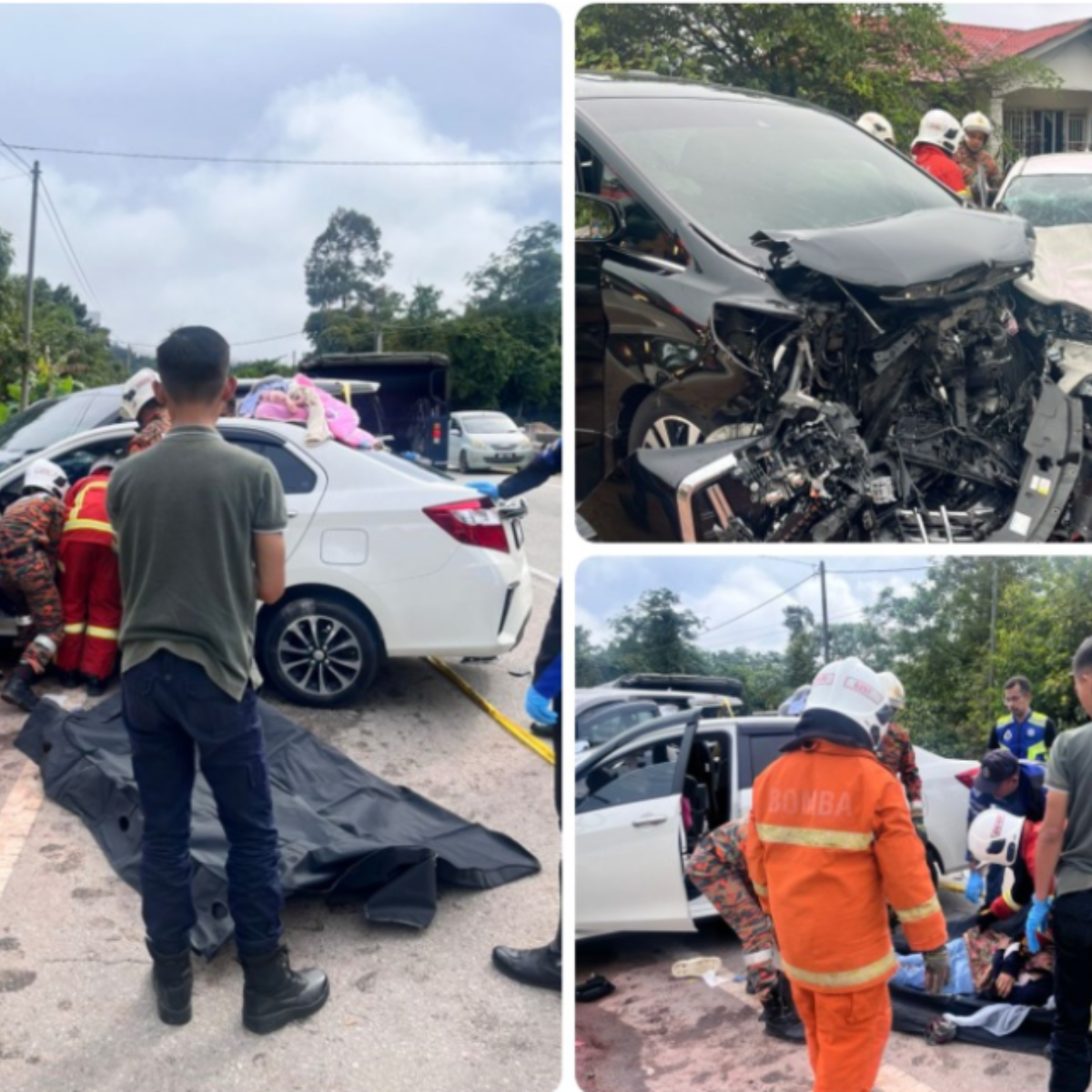 Woman dies, five others injured in MPV-car collision near Kuala Krai petrol station.
