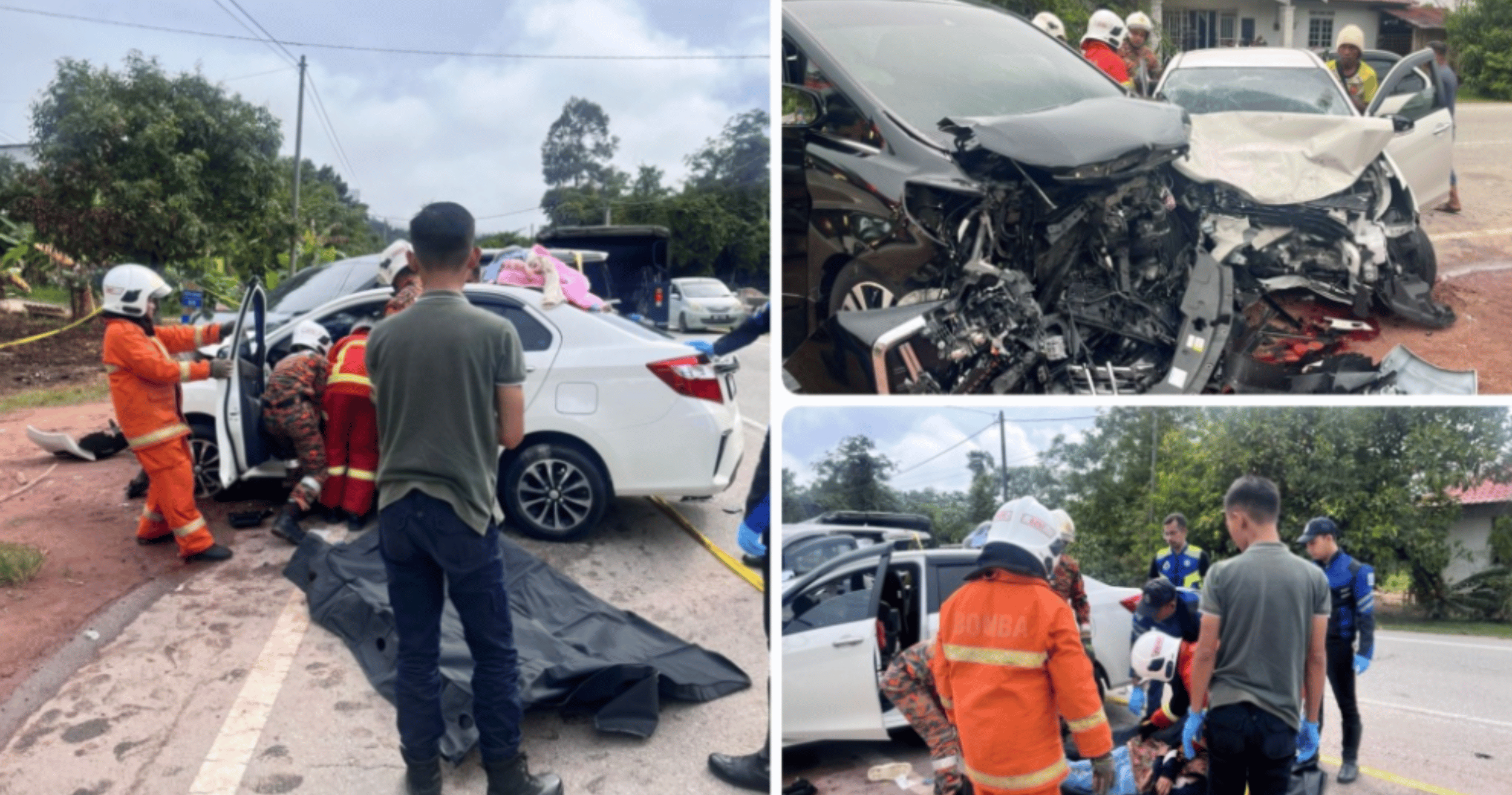 Woman dies, five others injured in MPV-car collision near Kuala Krai petrol station.