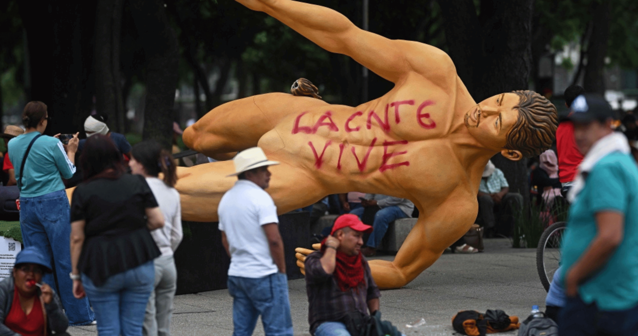 Teachers protesting in Mexico topple player statues ahead of World Cup