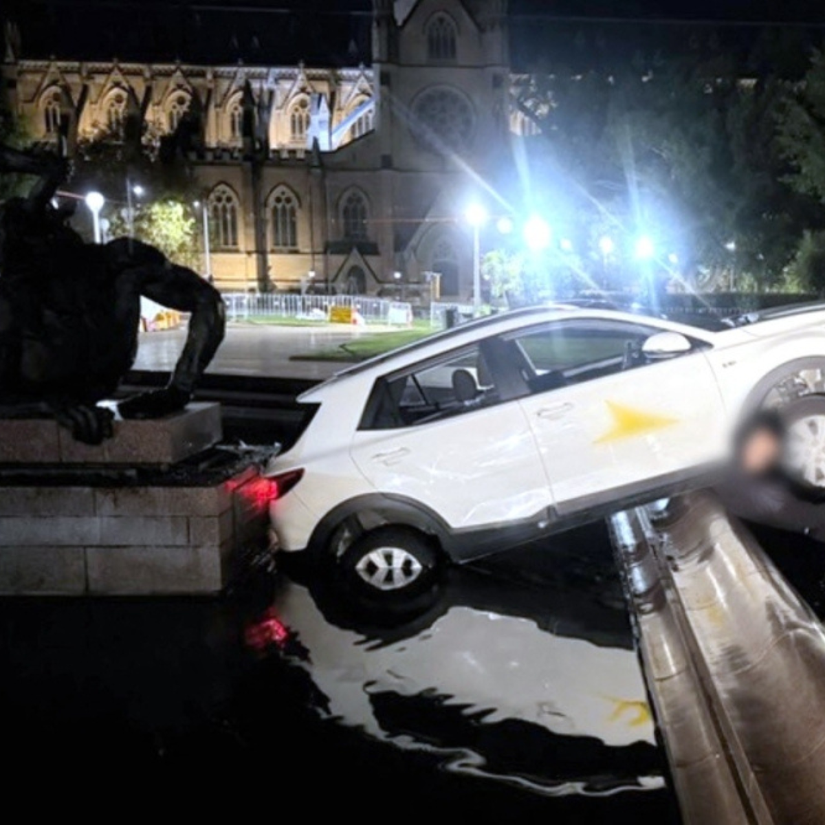 French man eating McDonald’s crashes into historic Sydney fountain, police say
