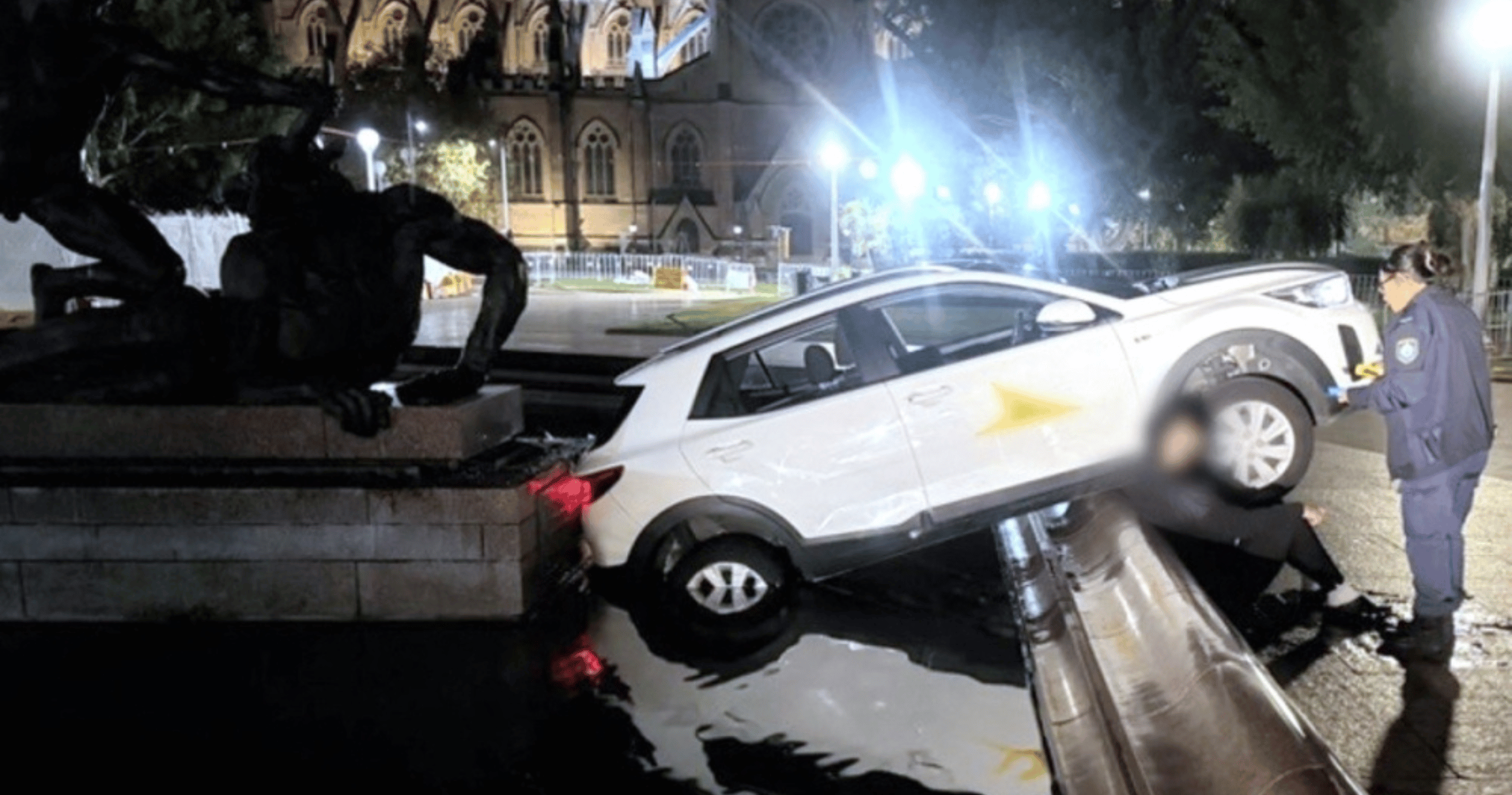 French man eating McDonald’s crashes into historic Sydney fountain, police say