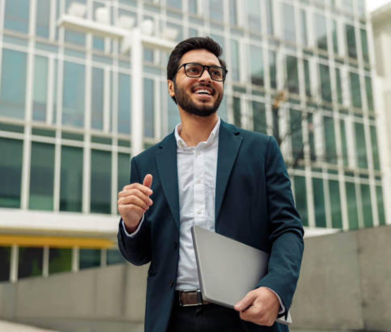 a man standing in front of the tower
