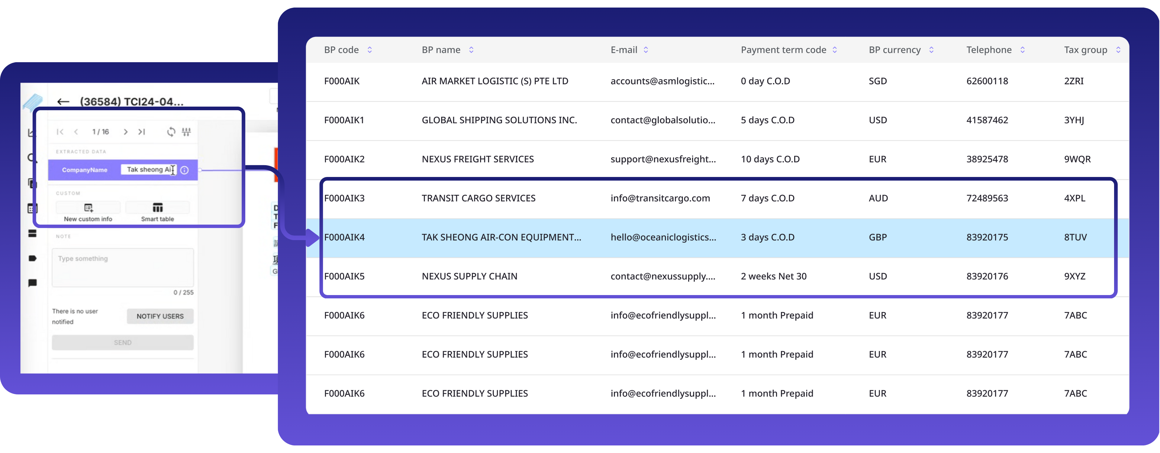 Map and review header master data