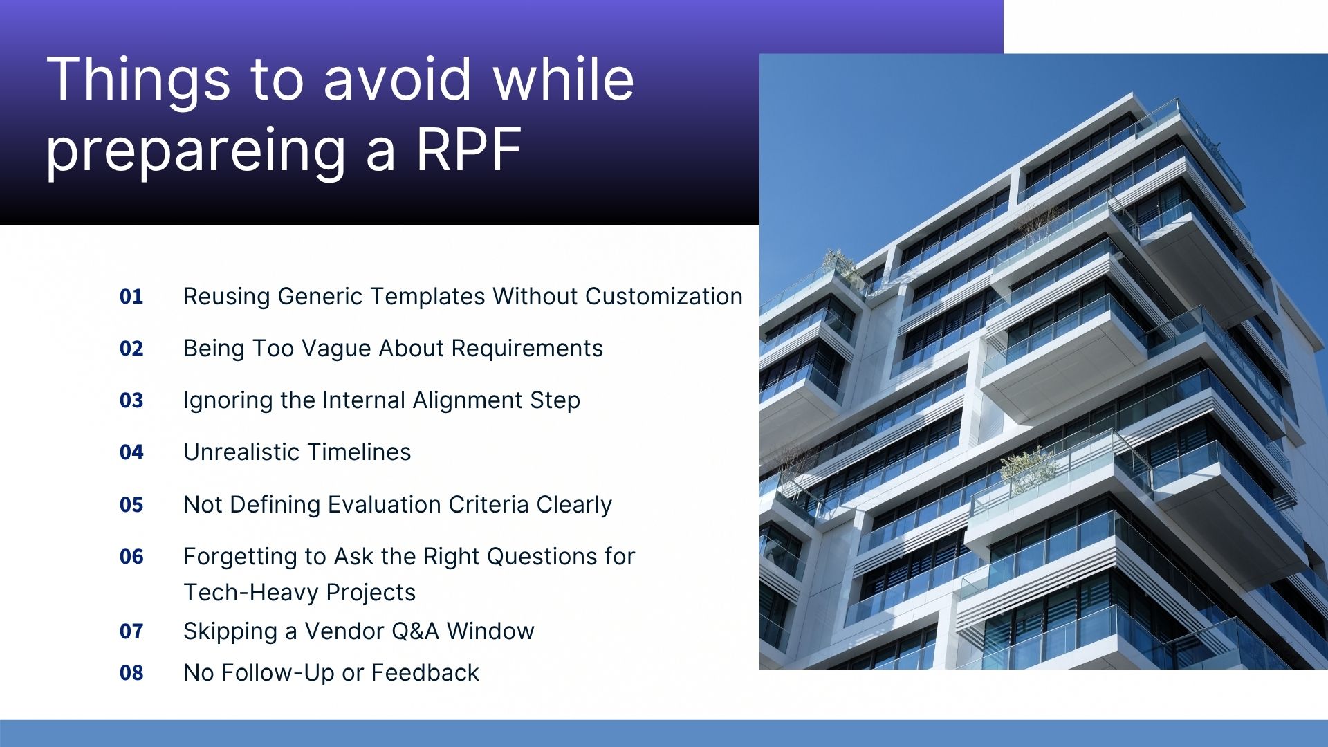 Thins to avoid while preparing a RPF