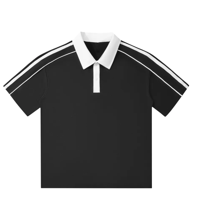 Contrast Collar Short-Sleeve Polo Shirt