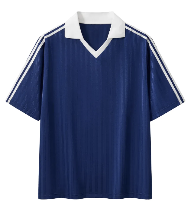 Contrast Collar Striped Soccer Jersey