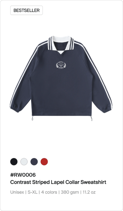 Contrast Striped Lapel Collar Sweatshirt