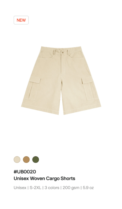Unisex Woven Cargo Shorts