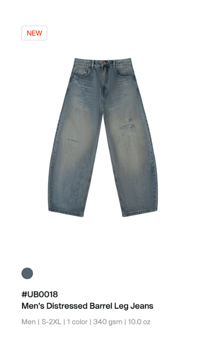 Men's Distressed Barrel Leg Jeans
