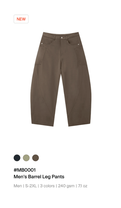 Men's Barrel Leg Pants