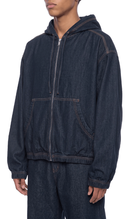 Men's Boxy Vintage Wash Hooded Denim Jacket