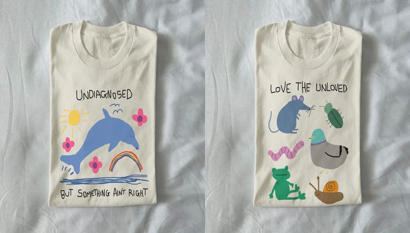 The tshirt design idea s printed with your own illustrations.