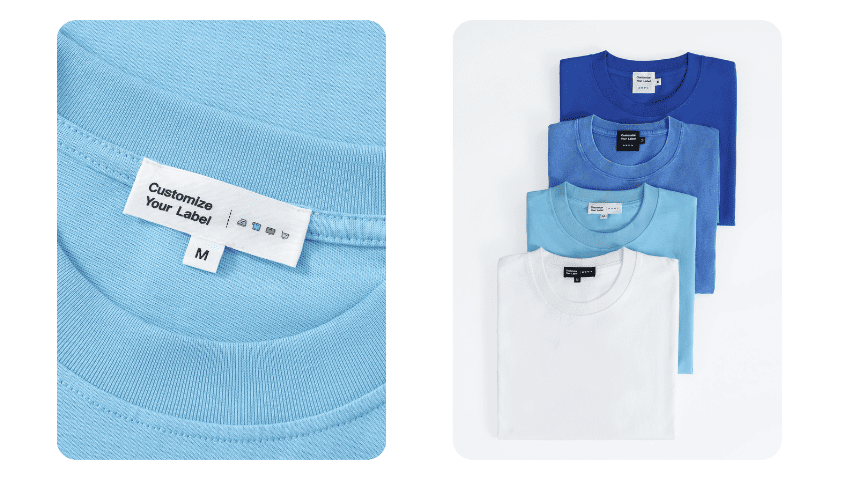 t-shirt showing Tapstitch custom label placement illustrating design size for shirts