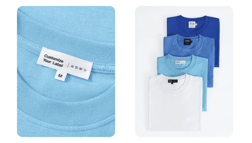 t-shirt showing Tapstitch custom label placement illustrating design size for shirts