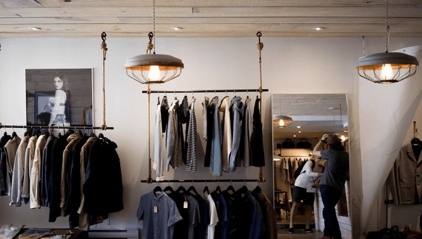 Carefully decorated clothing store interior
