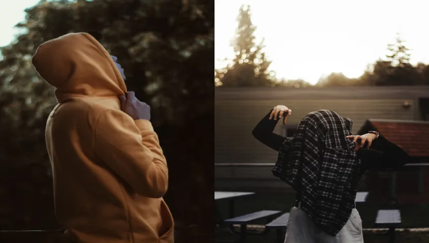 Orange custom hoodie and checkered shirt