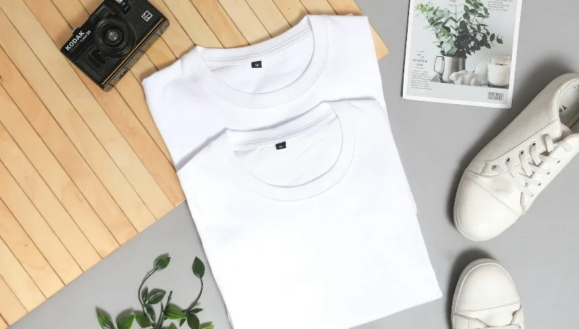 Cotton white blank t-shirts for print on demand