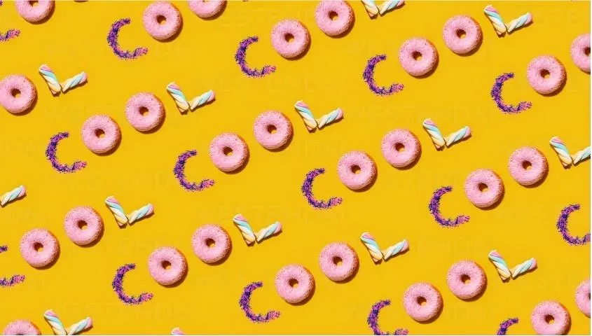 repeated "COOL" word on yellow background