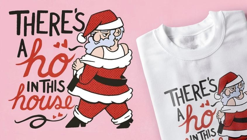 a funny, charming Santa T-shirt