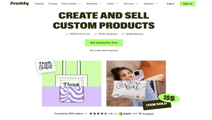 The Etsy print on demand platform, Printify's dashboard