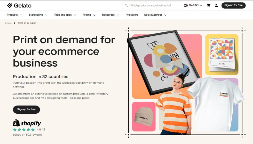 companies like printify-gelato dashborad