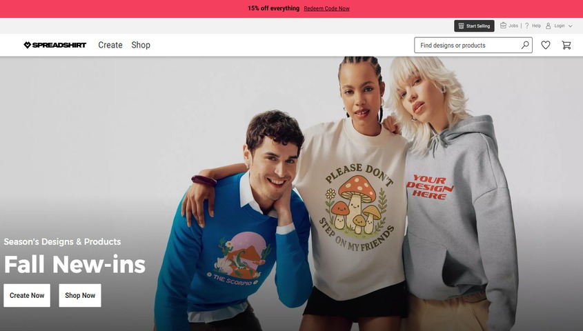 companies like printify-spreadshirt dashborad