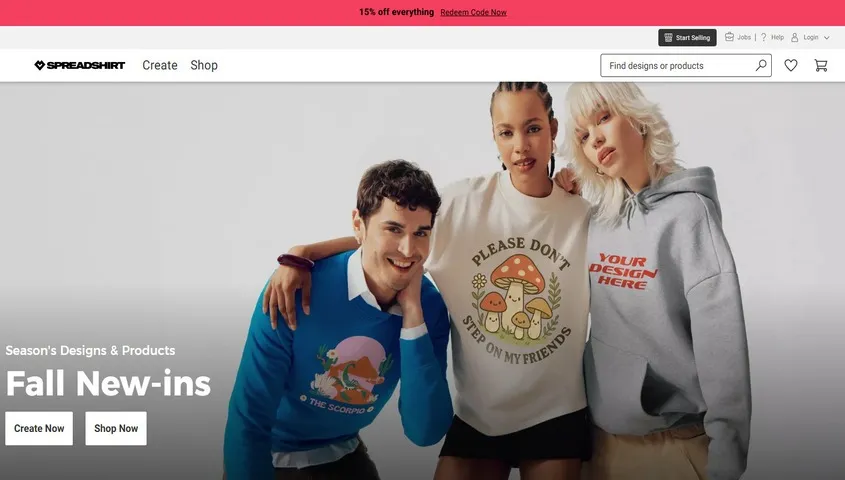 companies like printify-spreadshirt dashborad