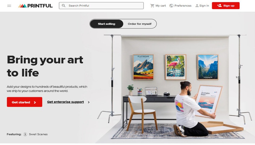 companies like printify-printful homepage