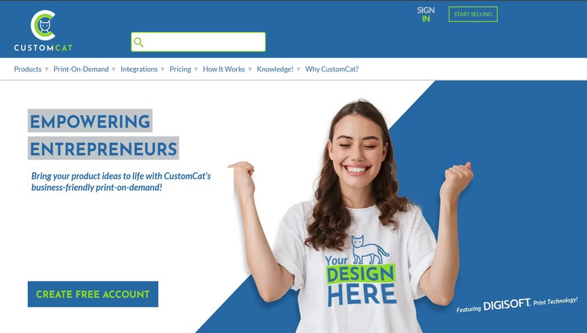 companies like printify-customcat homepage