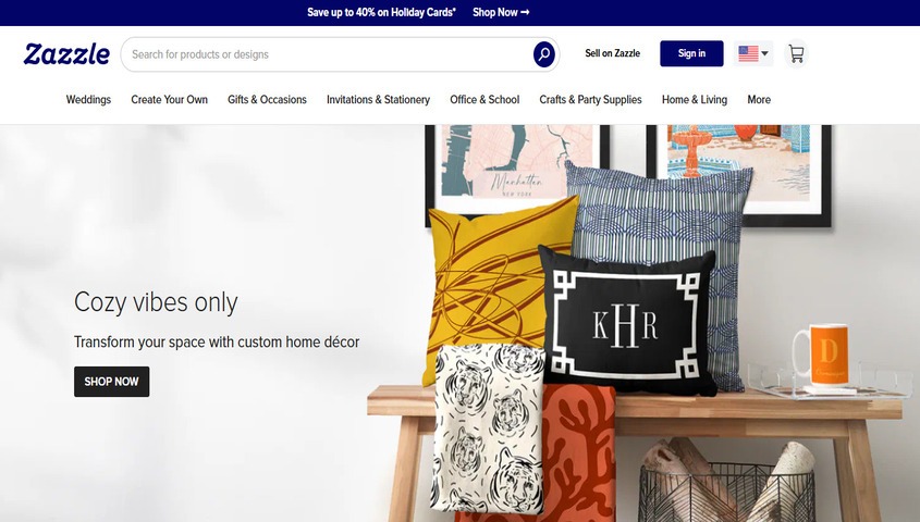 companies like printify-zazzle homepage